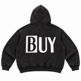 DOBUY VINTAGE WASHED ZIP-UP SWEATSUIT — BLACK/WHITE
