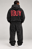 DOBUY VINTAGE WASHED ZIP-UP SWEATSUIT — BLACK/WHITE